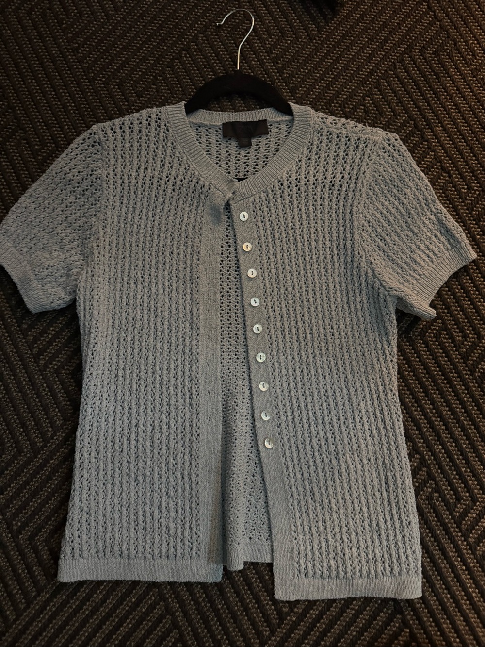 Zara Light Blue Short Sleeve Knit Cardigan